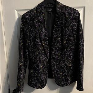 Talbots Elegant Black and Purple Paisley Blazer